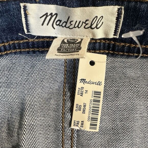 Madewell Denim Skirt Womens Size 14 Blue Jean Button Front A-Line Stretch NEW - Picture 9 of 12